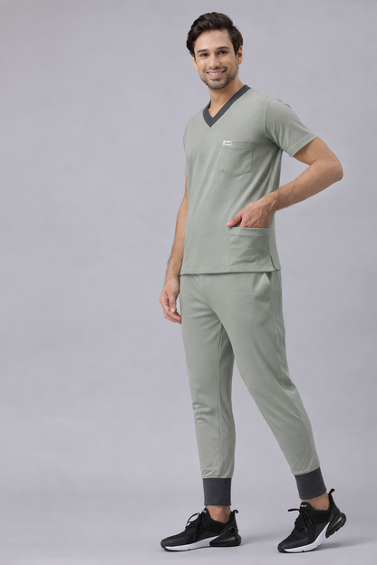 MedFa Dri-Fit Jogger Scrubs Suit-(Mens) (Light Grey)