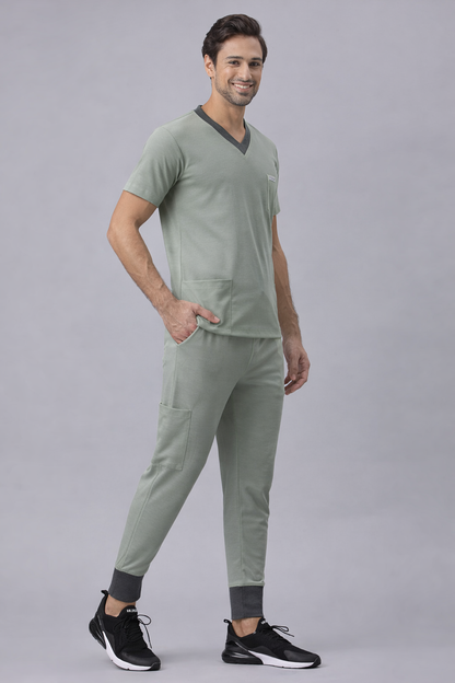 MedFa Dri-Fit Jogger Scrubs Suit-(Mens) (Light Grey)
