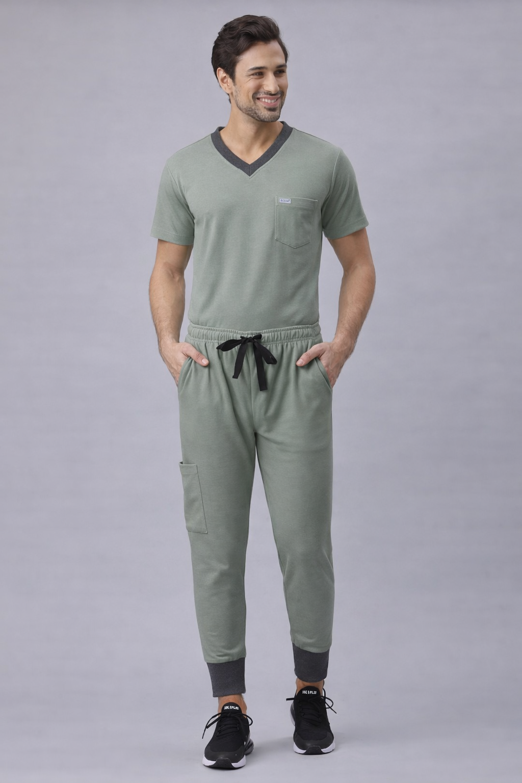 MedFa Dri-Fit Jogger Scrubs Suit-(Mens) (Light Grey)