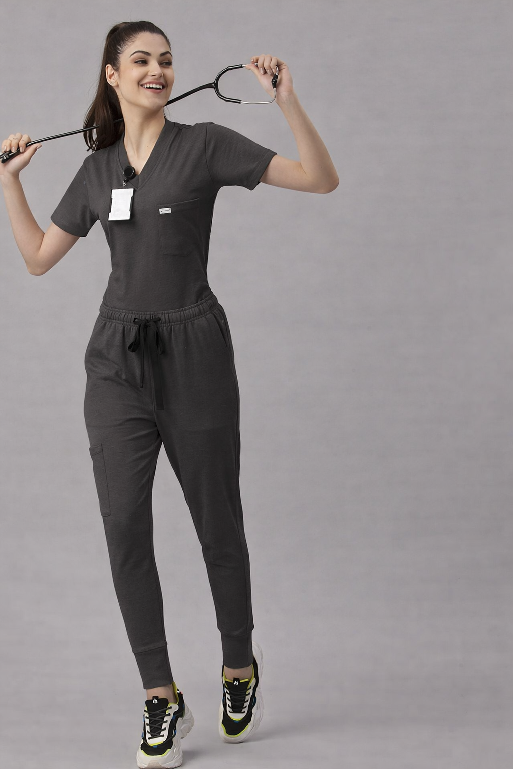 MedFa Dri-Fit Jogger Scrubs Suit-(Womens) (Grey)