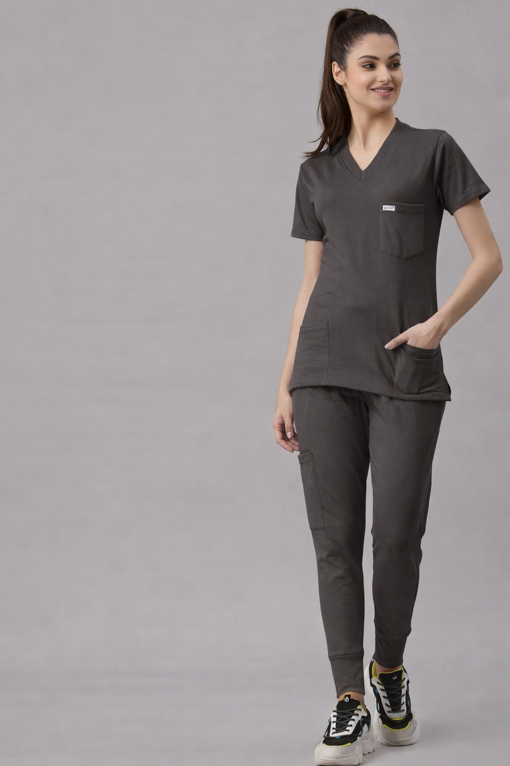 MedFa Dri-Fit Jogger Scrubs Suit-(Womens) (Grey)