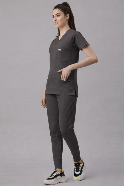 MedFa Dri-Fit Jogger Scrubs Suit-(Womens) (Grey)