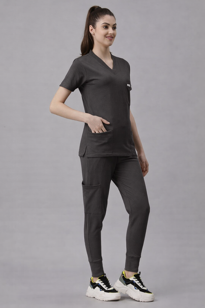 MedFa Dri-Fit Jogger Scrubs Suit-(Womens) (Grey)