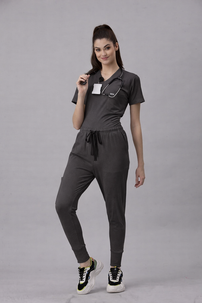 MedFa Dri-Fit Jogger Scrubs Suit-(Womens) (Grey)