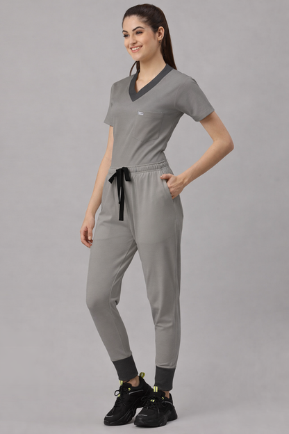 MedFa Dri-Fit Jogger Scrubs Suit-(Womens) (Light Grey)