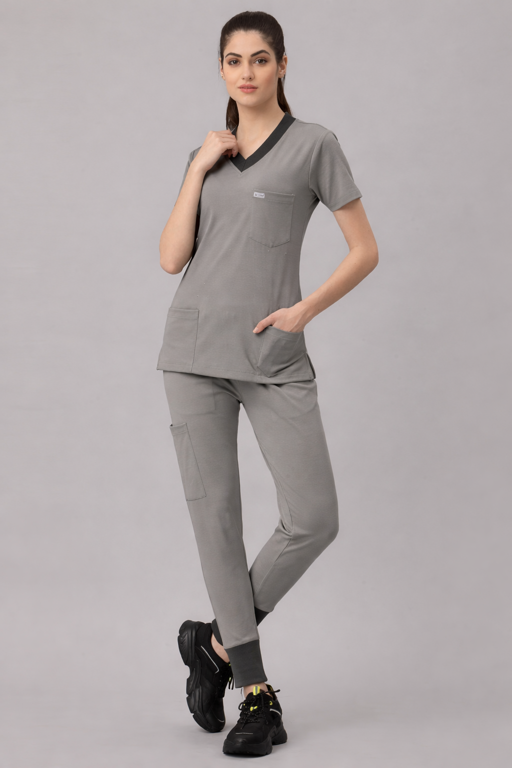 MedFa Dri-Fit Jogger Scrubs Suit-(Womens) (Light Grey)