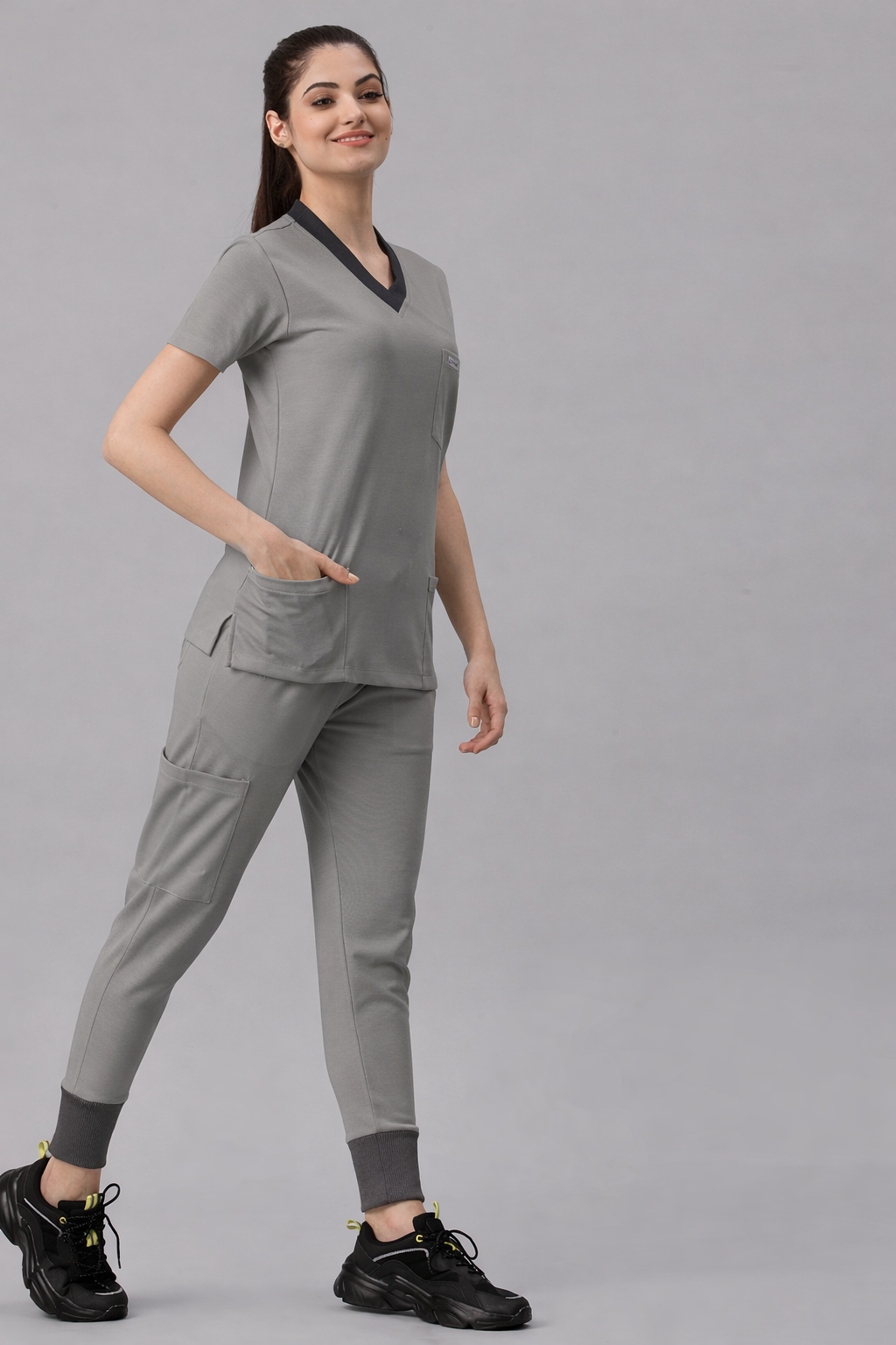 MedFa Dri-Fit Jogger Scrubs Suit-(Womens) (Light Grey)