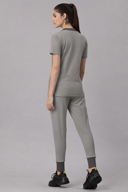 MedFa Dri-Fit Jogger Scrubs Suit-(Womens) (Light Grey)