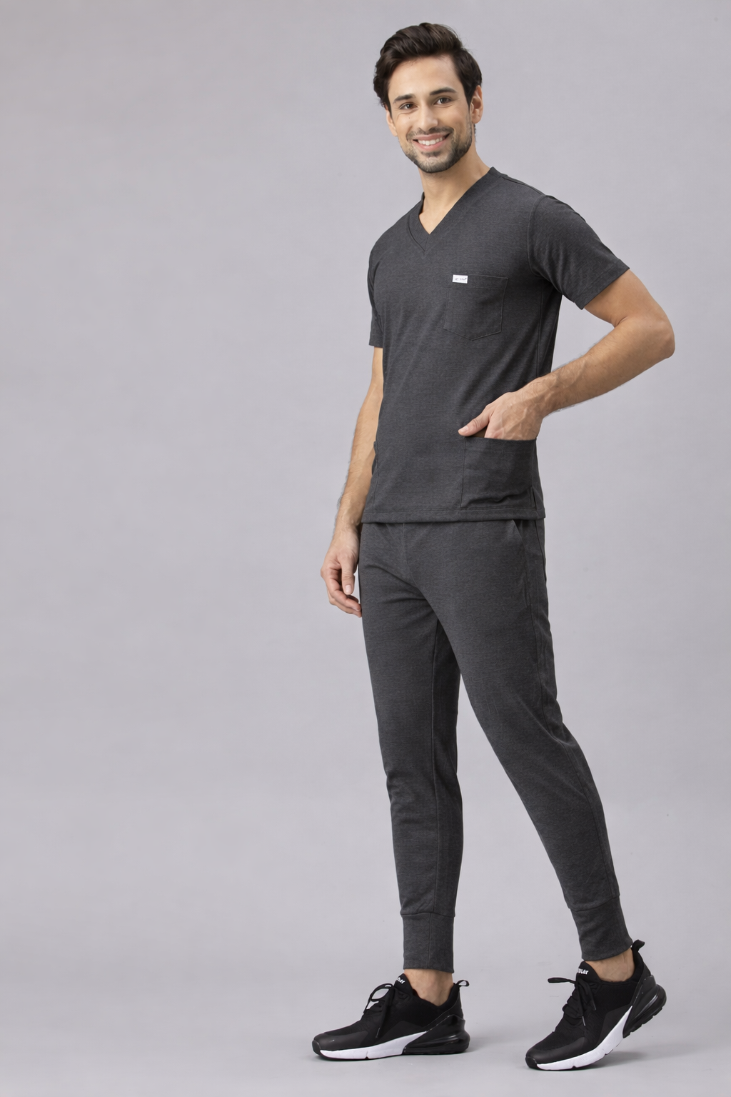 MedFa Dri-Fit Jogger Scrubs Suit-(Mens) (Grey)
