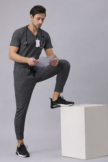 MedFa Dri-Fit Jogger Scrubs Suit-(Mens) (Grey)