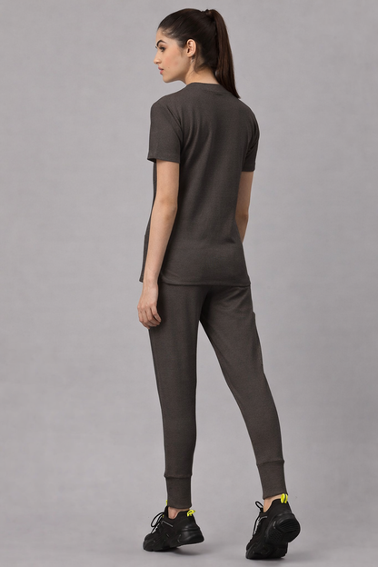 MedFa Dri-Fit Jogger Scrubs Suit-(Womens) (Dark Brown)