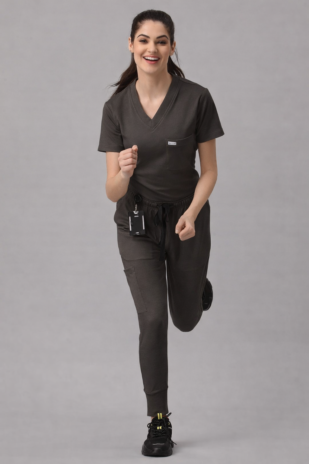 MedFa Dri-Fit Jogger Scrubs Suit-(Womens) (Dark Brown)