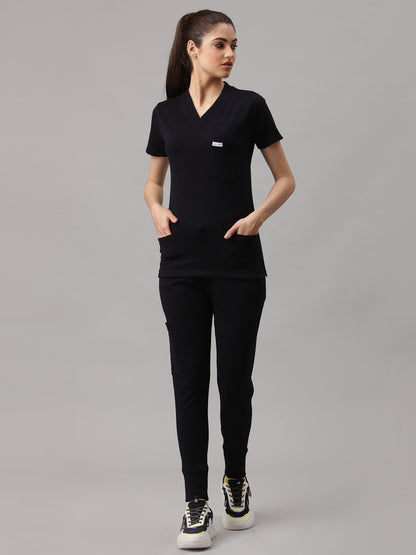 MedFa Dri-Fit Jogger Scrubs Suit-(Womens) (Black)