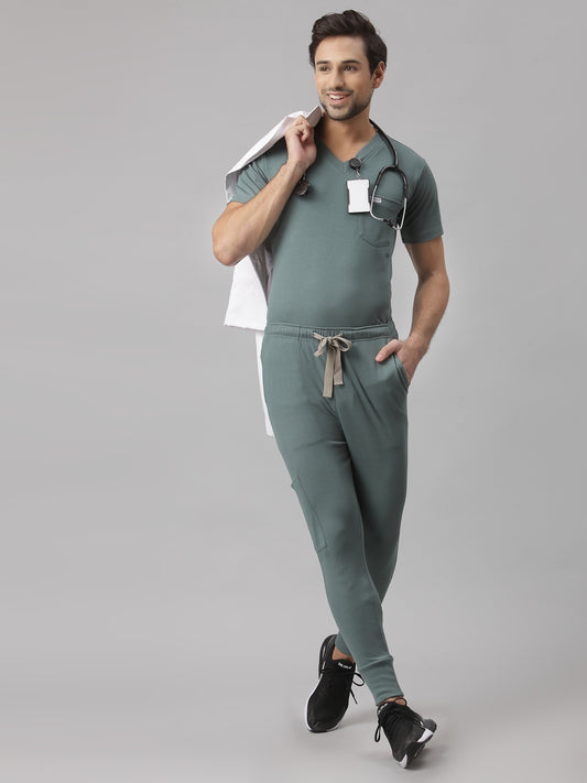 MedFa Dri-Fit Jogger Scrubs Suit-(Mens) (Hydro Green)