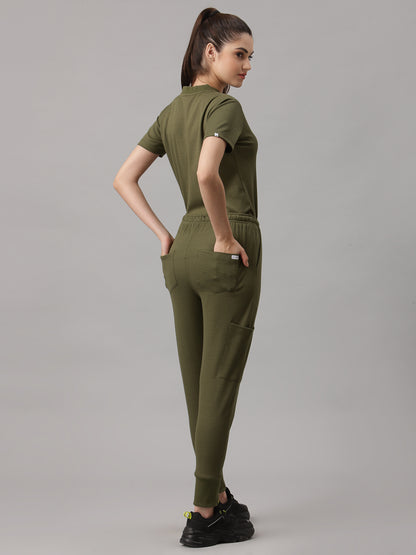 MedFa Dri-Fit Jogger Scrubs Suit-(Womens) (Olive)