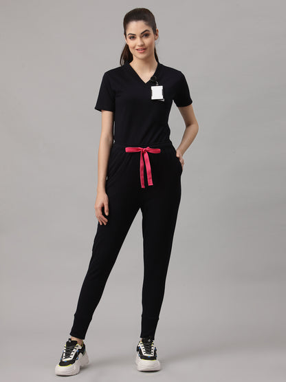MedFa Dri-Fit Jogger Scrubs Suit-(Womens) (Black)