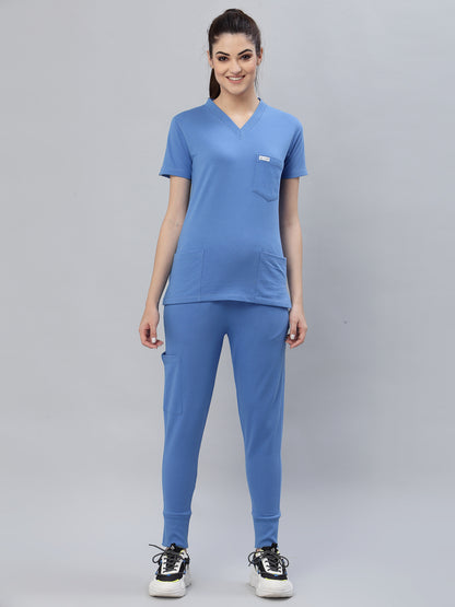 MedFa Dri-Fit Jogger Scrubs Suit-(Womens) (Ceil Blue)