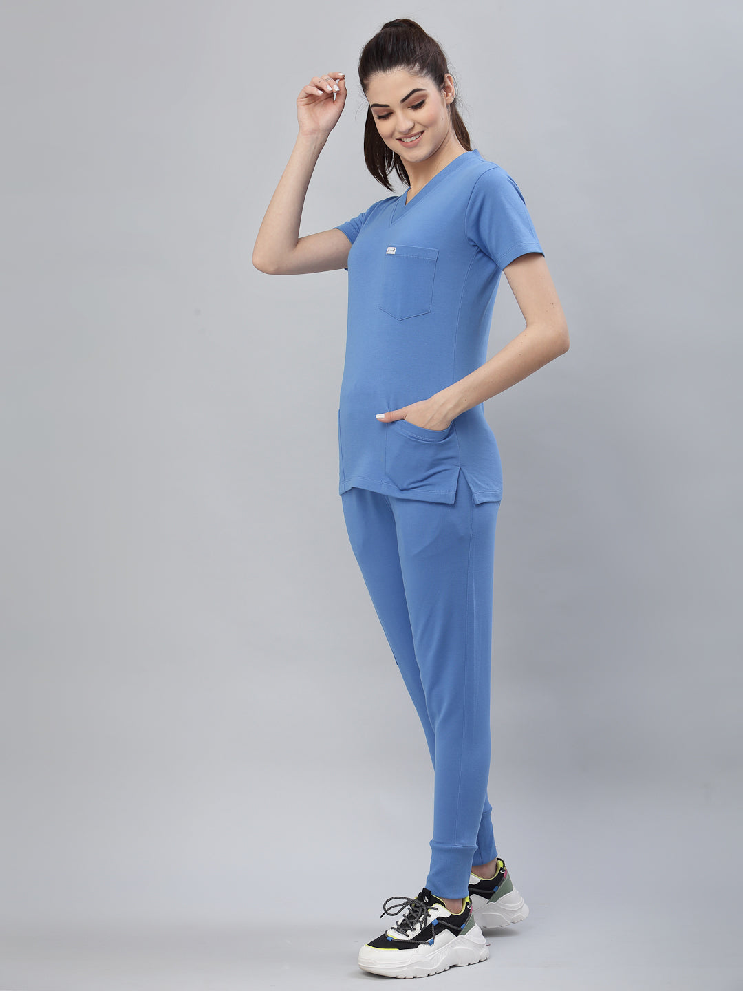 MedFa Dri-Fit Jogger Scrubs Suit-(Womens) (Ceil Blue)