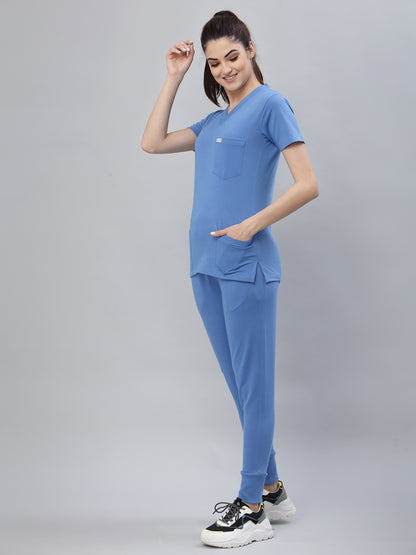 MedFa Dri-Fit Jogger Scrubs Suit-(Womens) (Ceil Blue)