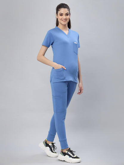 MedFa Dri-Fit Jogger Scrubs Suit-(Womens) (Ceil Blue)