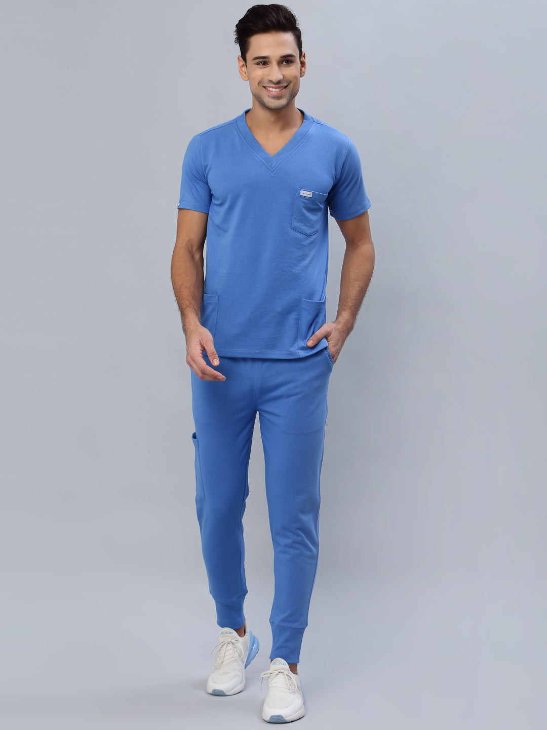 MedFa Dri-Fit Jogger Scrubs Suit-(Mens) (Ceil Blue)