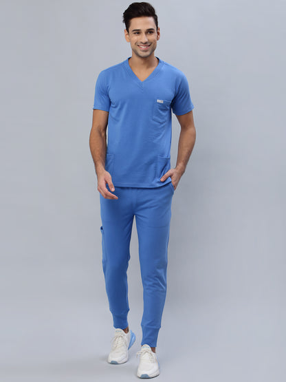 MedFa Dri-Fit Jogger Scrubs Suit-(Mens) (Ceil Blue)