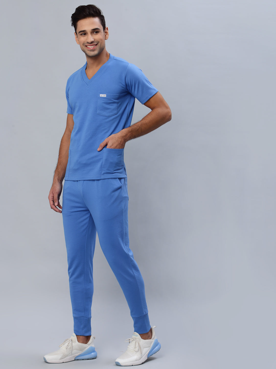 MedFa Dri-Fit Jogger Scrubs Suit-(Mens) (Ceil Blue)