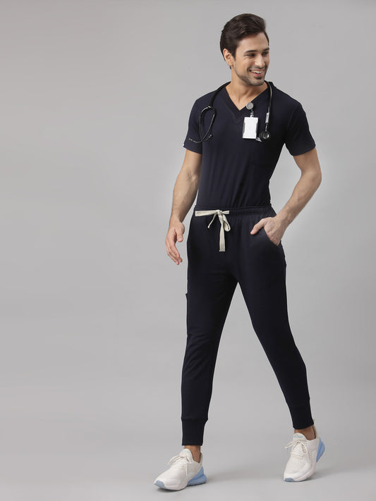 MedFa Dri-Fit Jogger Scrubs Suit-(Mens) (Navy Blue)