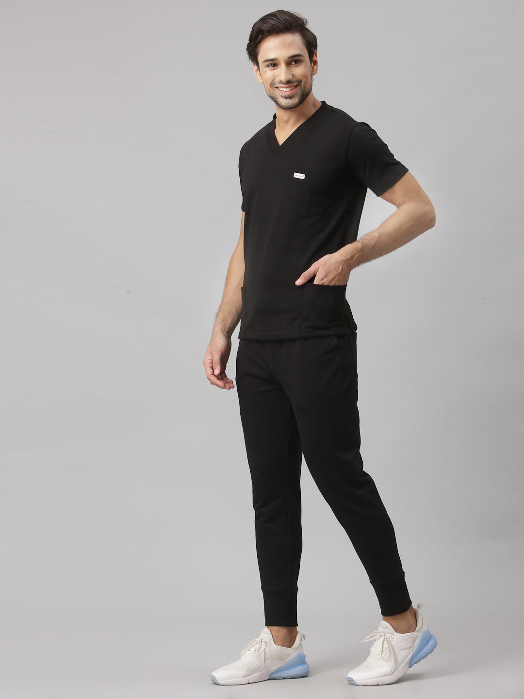 MedFa Dri-Fit Jogger Scrubs Suit-(Mens) (Black)