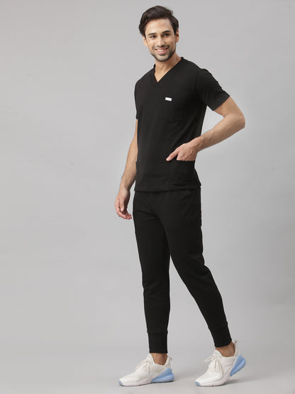 MedFa Dri-Fit Jogger Scrubs Suit-(Mens) (Black)