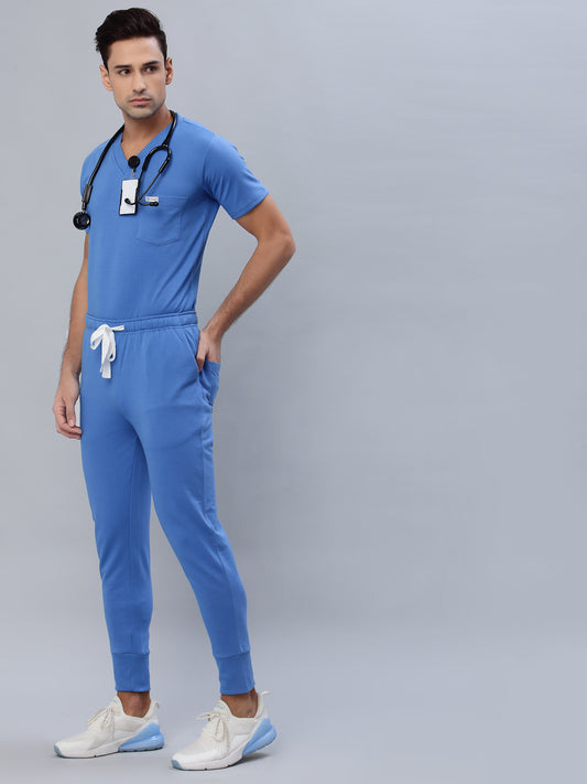 MedFa Dri-Fit Jogger Scrubs Suit-(Mens) (Ceil Blue)