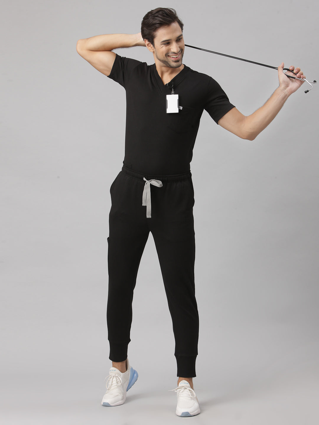 MedFa Dri-Fit Jogger Scrubs Suit-(Mens) (Black)