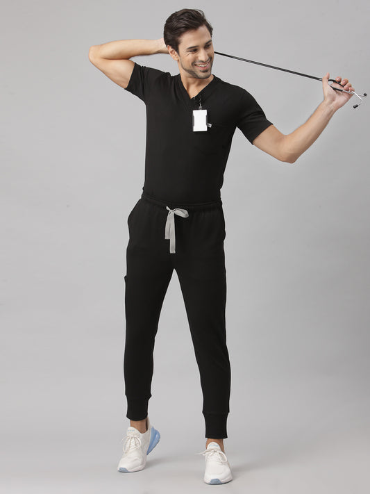 MedFa Dri-Fit Jogger Scrubs Suit-(Mens) (Black)