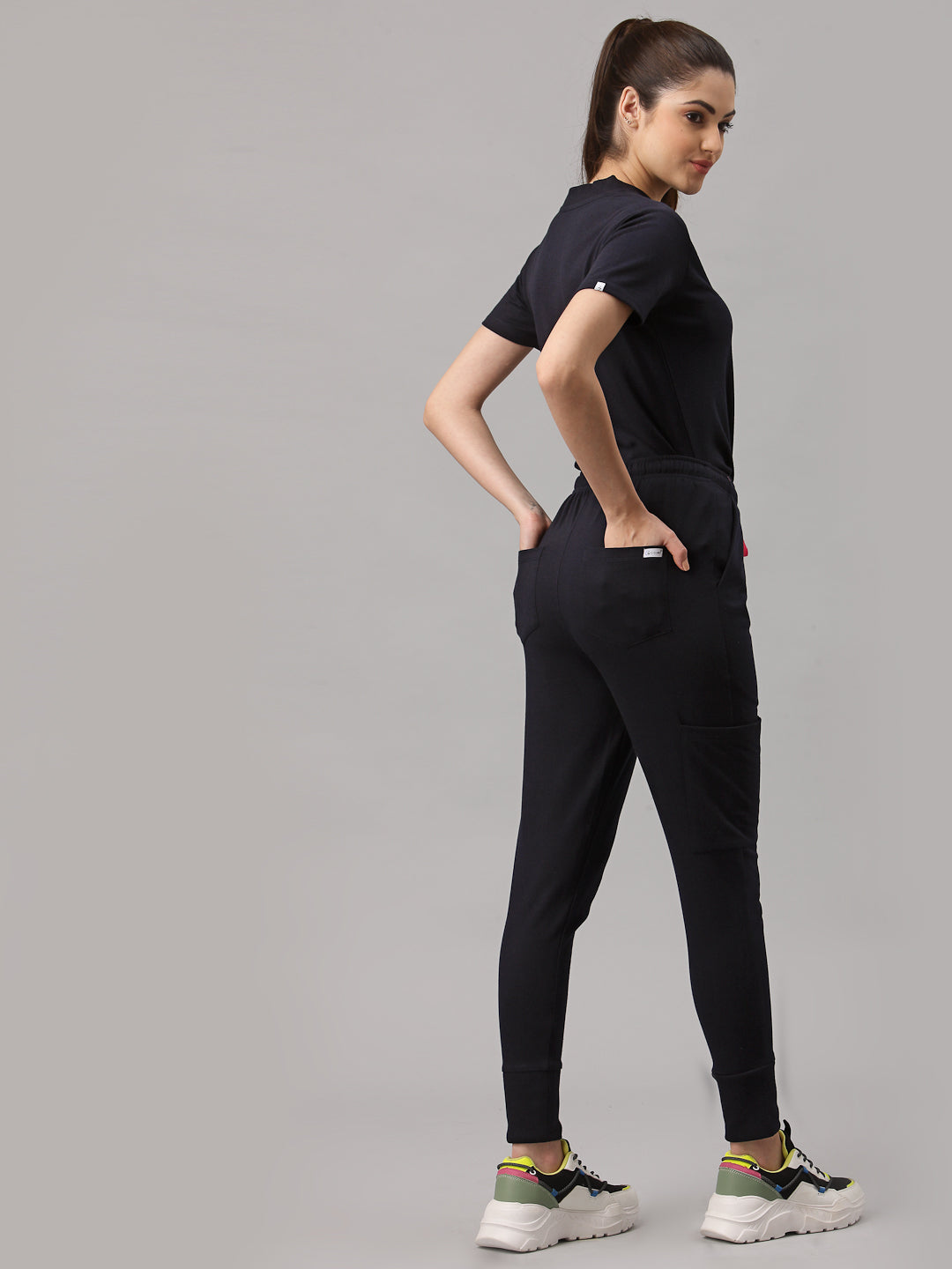 MedFa Dri-Fit Jogger Scrubs Suit-(Womens) (Black)