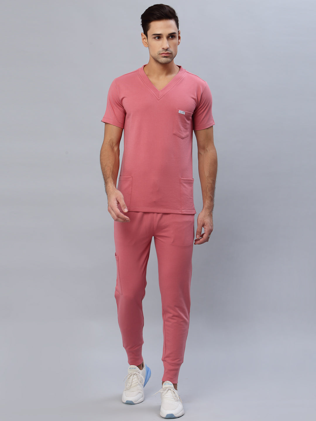 MedFa Dri-Fit Jogger Scrubs Suit-(Mens) (Mauve Pink)