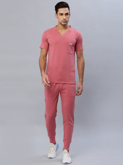 MedFa Dri-Fit Jogger Scrubs Suit-(Mens) (Mauve Pink)