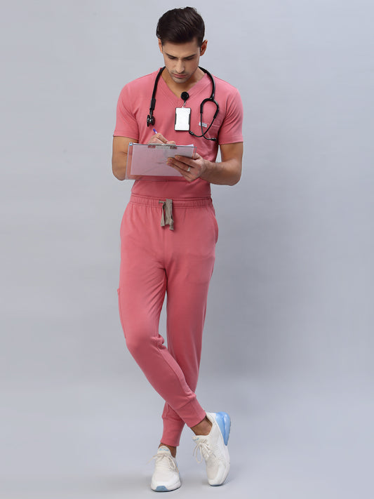 MedFa Dri-Fit Jogger Scrubs Suit-(Mens) (Mauve Pink)
