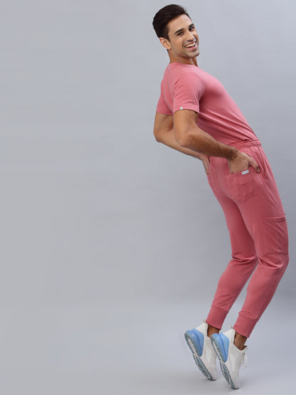 MedFa Dri-Fit Jogger Scrubs Suit-(Mens) (Mauve Pink)