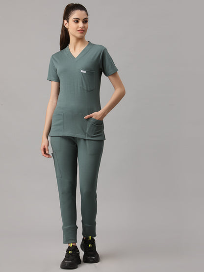MedFa Dri-Fit Jogger Scrubs Suit-(Womens) (Hydro Green)