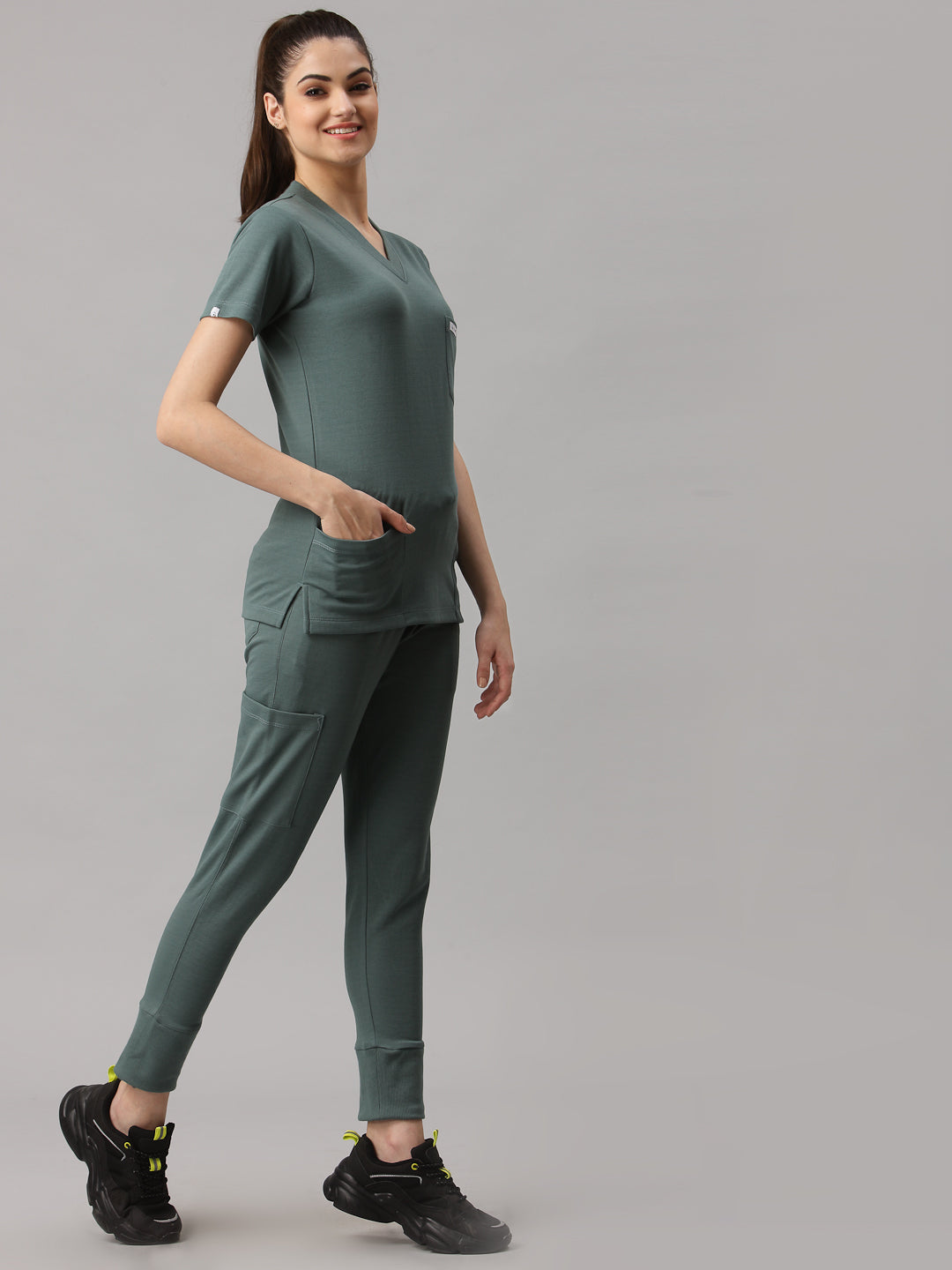 MedFa Dri-Fit Jogger Scrubs Suit-(Womens) (Hydro Green)