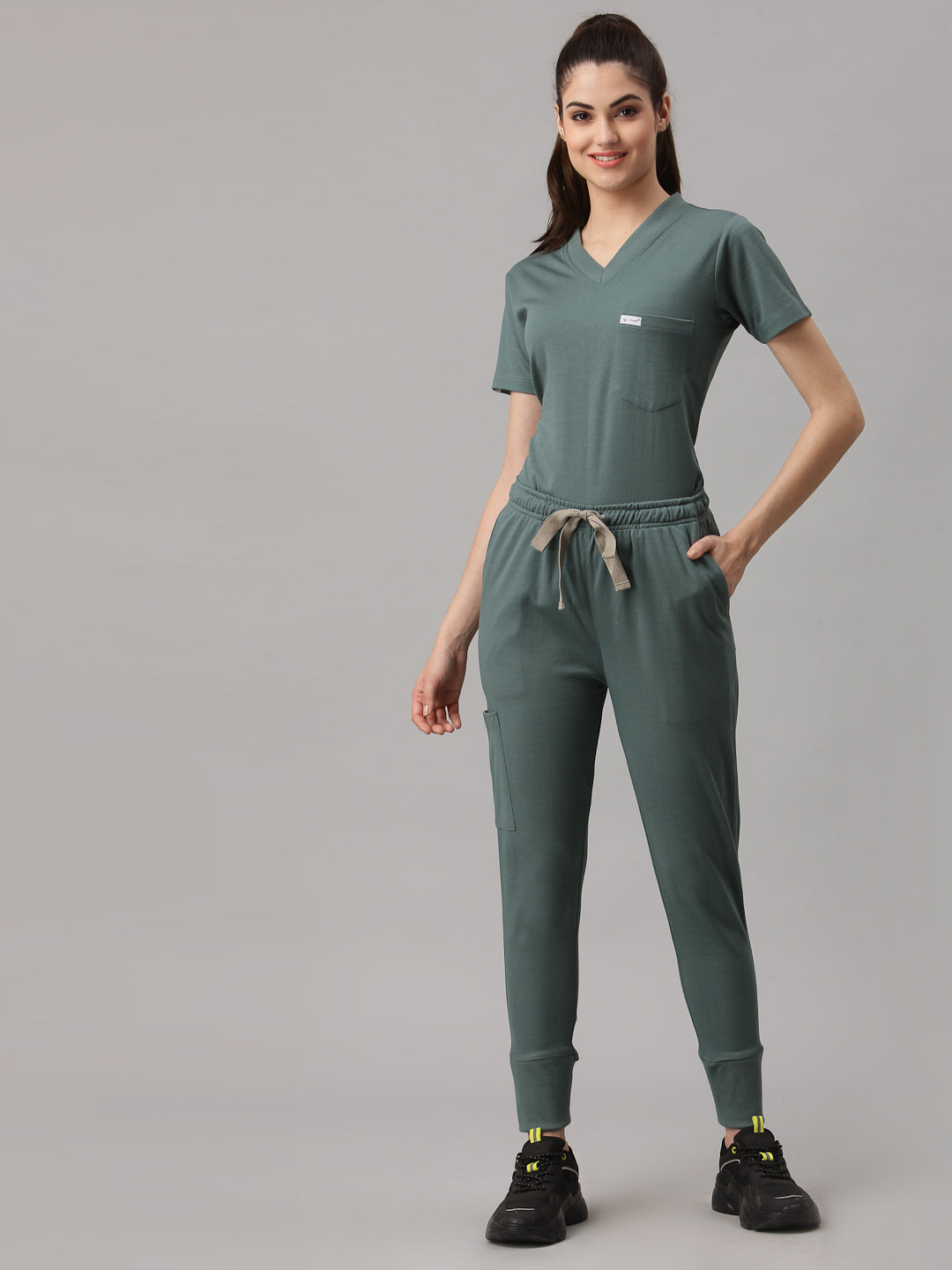 MedFa Dri-Fit Jogger Scrubs Suit-(Womens) (Hydro Green)