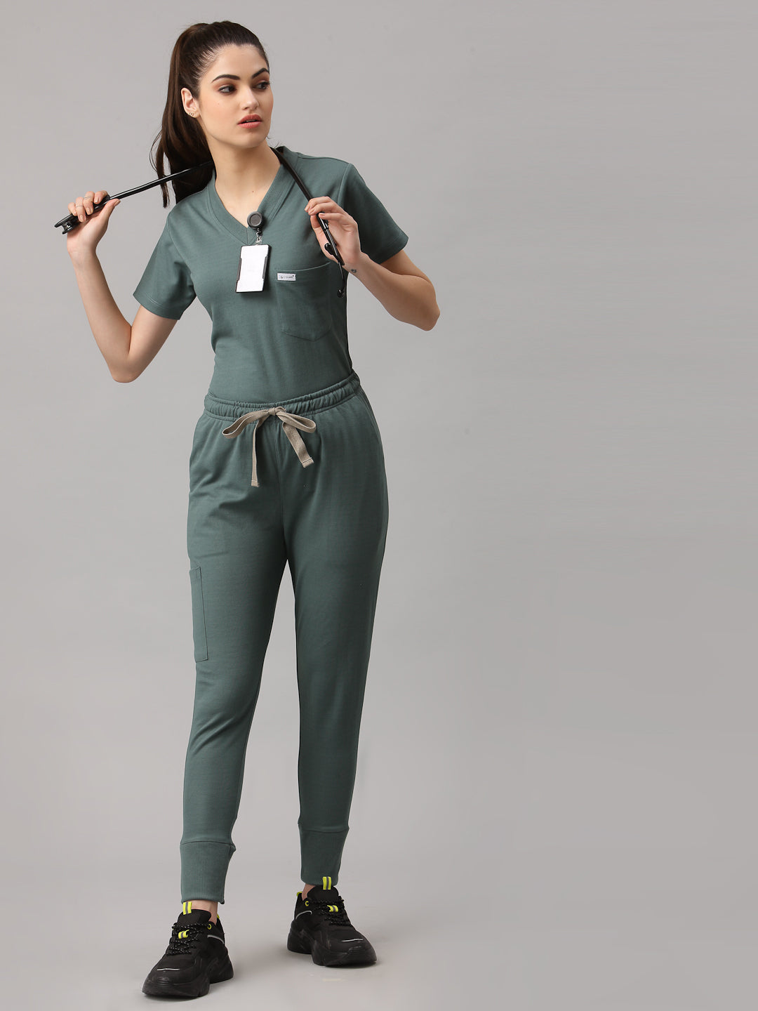 MedFa Dri-Fit Jogger Scrubs Suit-(Womens) (Hydro Green)
