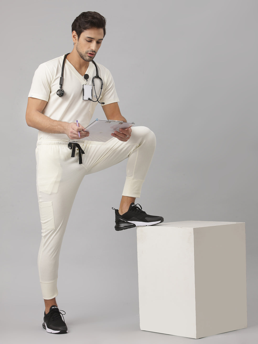 MedFa Dri-Fit Jogger Scrubs Suit-(Mens) (Stone)