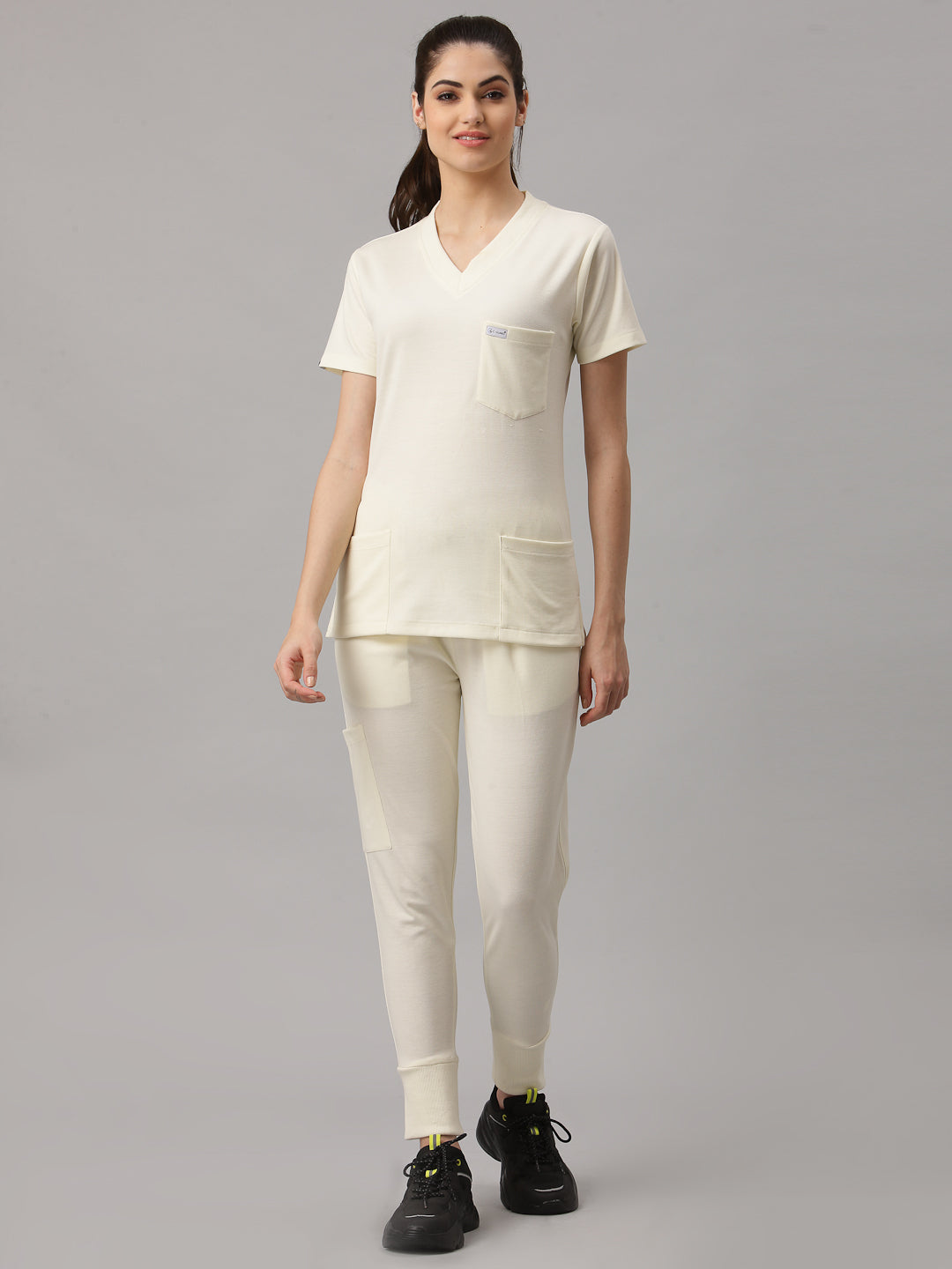 MedFa Dri-Fit Jogger Scrubs Suit-(Womens) (Stone)