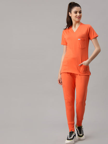 MedFa Dri-Fit Jogger Scrubs Suit-(Womens) (Coral)