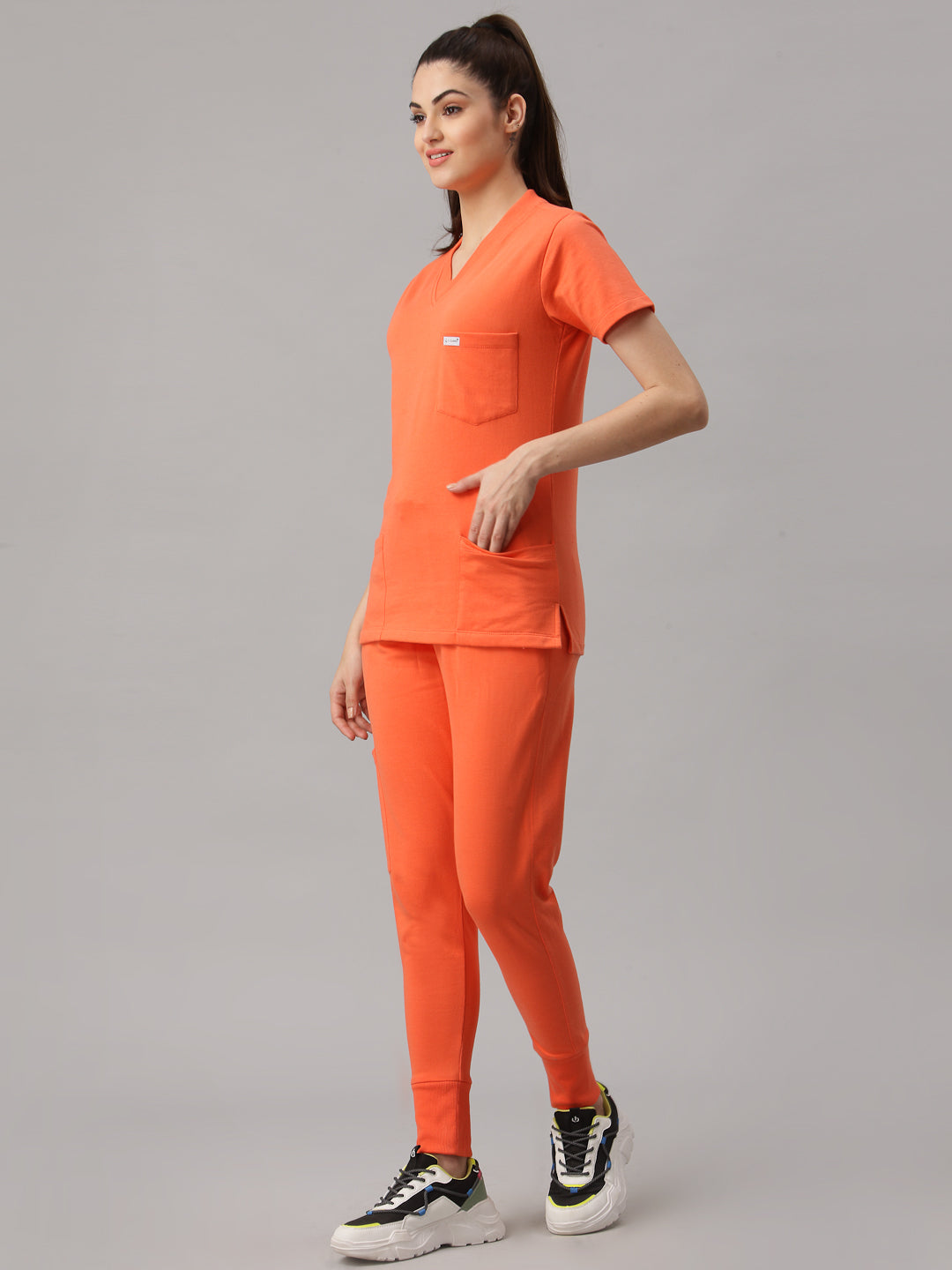 MedFa Dri-Fit Jogger Scrubs Suit-(Womens) (Coral)