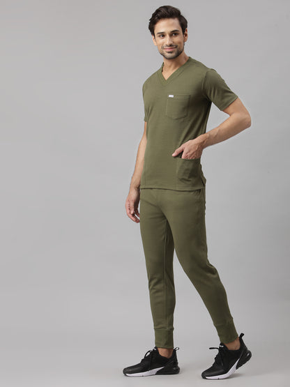 MedFa Dri-Fit Jogger Scrubs Suit-(Mens) (Olive)