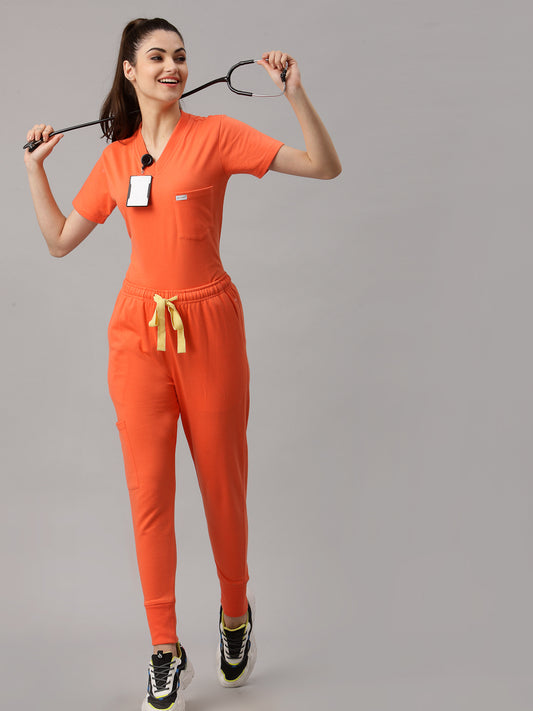 MedFa Dri-Fit Jogger Scrubs Suit-(Womens) (Coral)