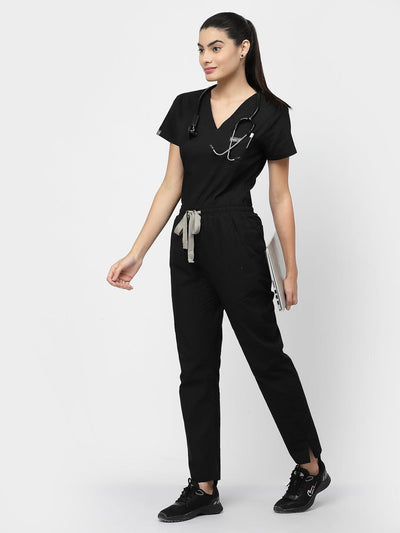 Classic Straight Pant Scrub Suit - (Black) (Women's)