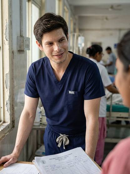 Classic Jogger Pant Scrub Suit - (Navy Blue) (Men's)